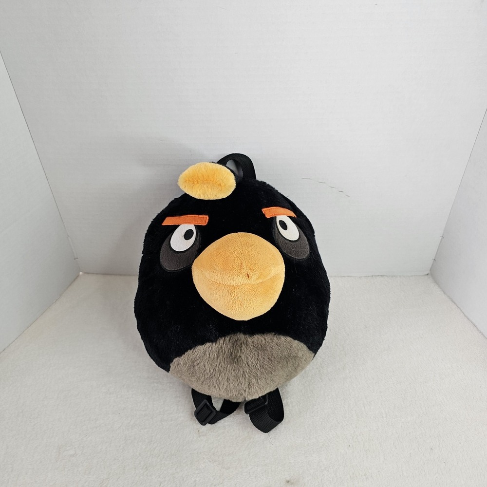 Kids Angry Birds Bomb The Black Bird 12" Plush Zippered Backpack